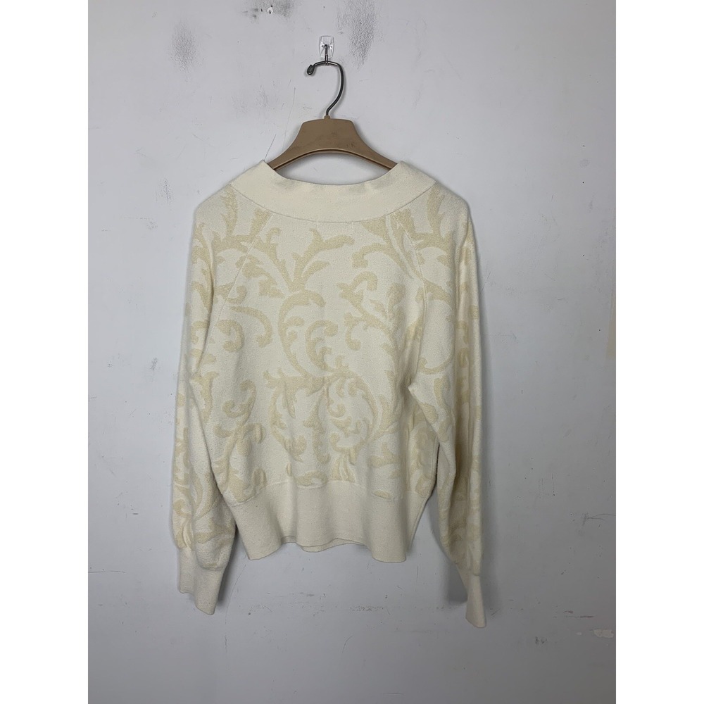 Anthropologie Womens Sweater Medium Ivory Coquette‎ Feminine Sweatshirt Classic - Picture 3 of 8